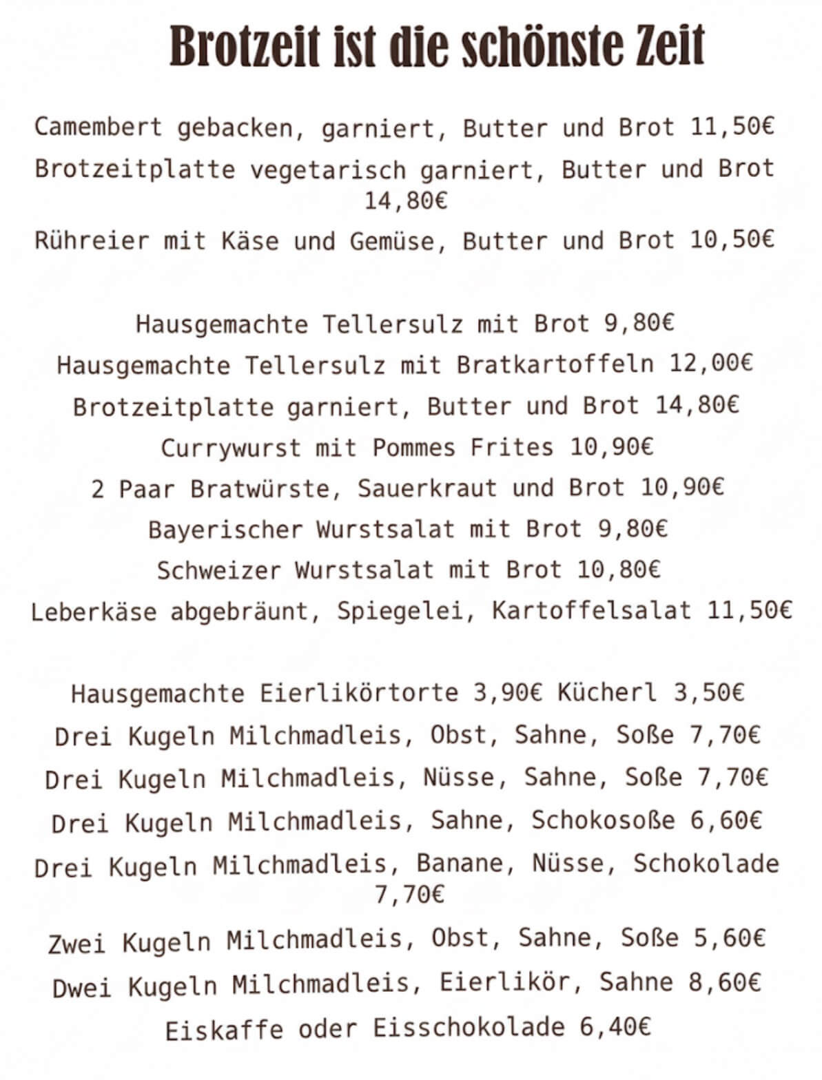 Brotzeitkarte